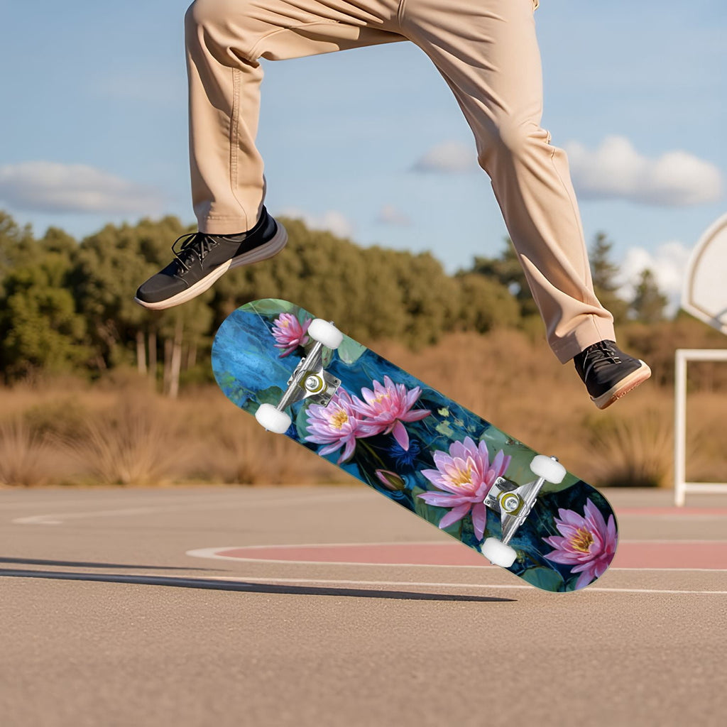Western Cowboy Horses Desert Landscape 31" x 8" Complete Skateboard, 7-Ply Canadian Maple Double Kick Trick Board for Kids and Beginners Adult Gifts