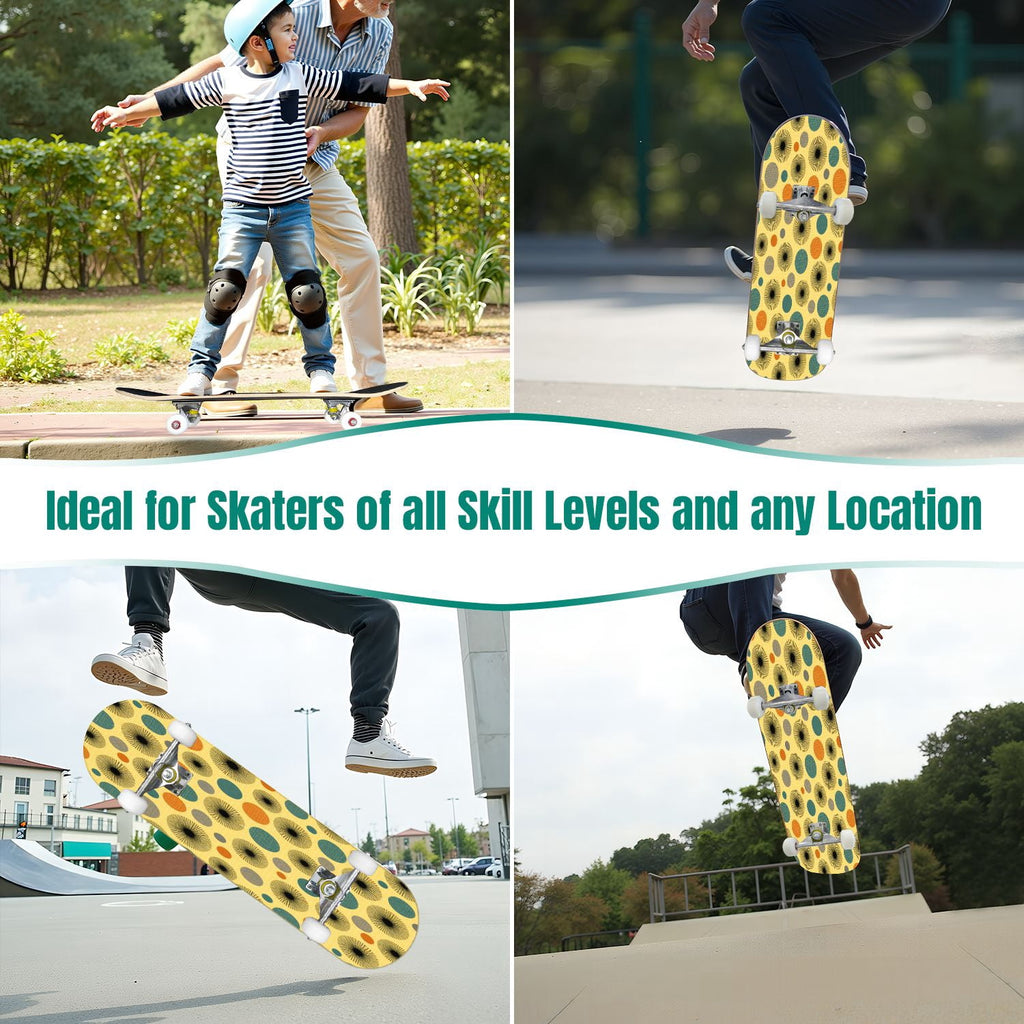 Rose Teal Rose Painting Turquoise Blue Flower Kitchen Decor 31" x 8" Complete Skateboard, 7-Ply Canadian Maple Double Kick Trick Board for Kids and Beginners Adult Gifts