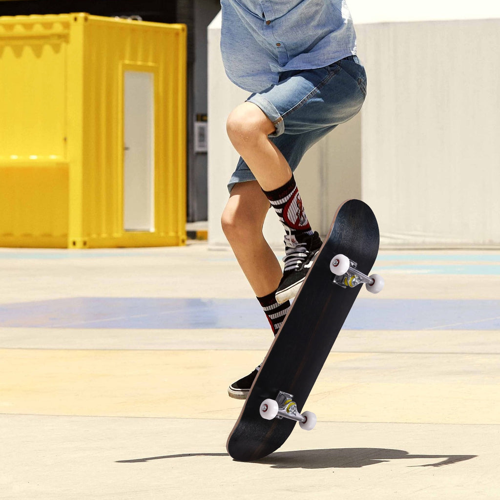 JAXPETY Blank Complete Skateboard, Stained Black (31 In. x 7.75 In.)