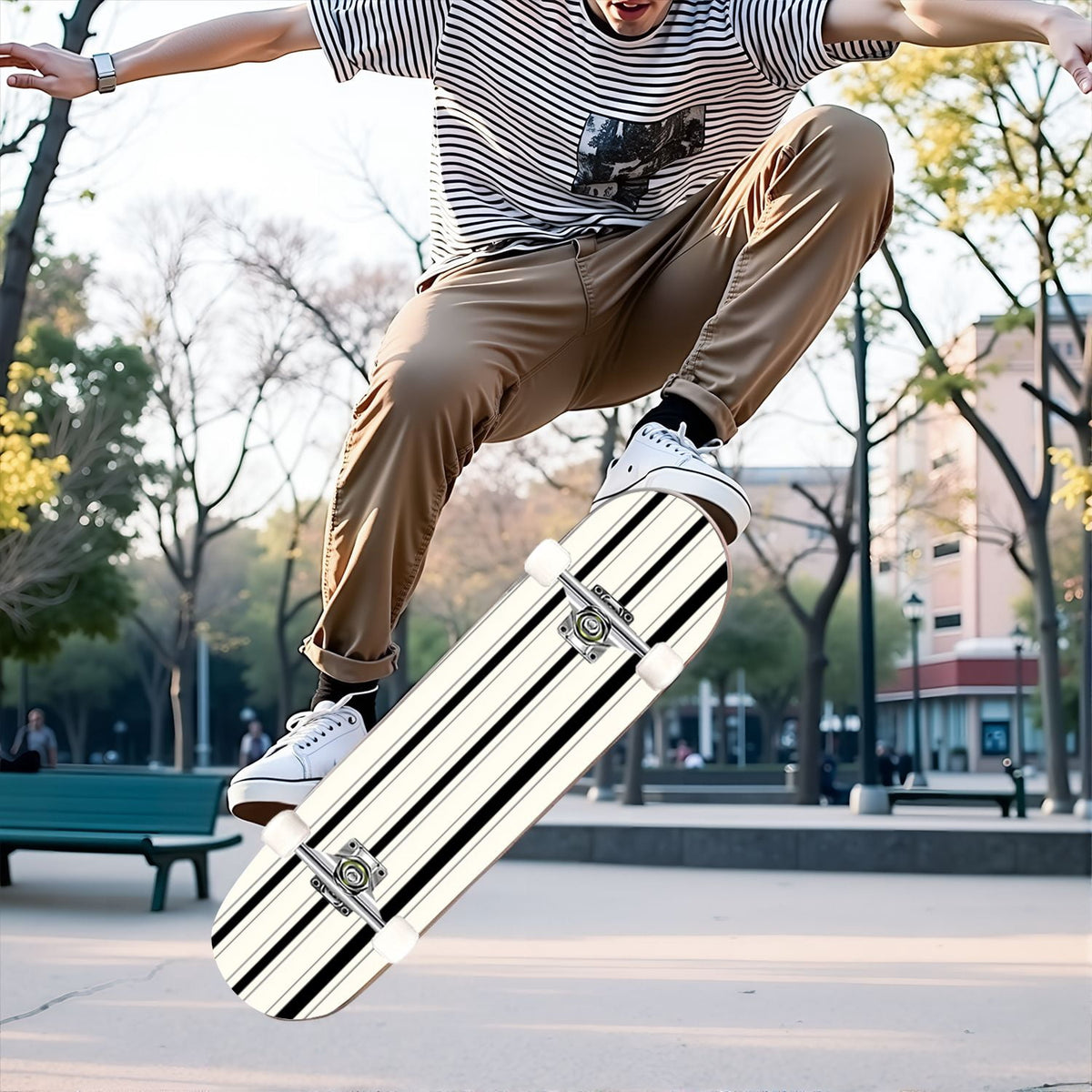 31"x8" Complete Skateboards for Beginners,Bold Stained Glass Western Double Kick 7 Ply Canadian Maple Deck Skateboard with Wheels, Gifts for Kids Teens