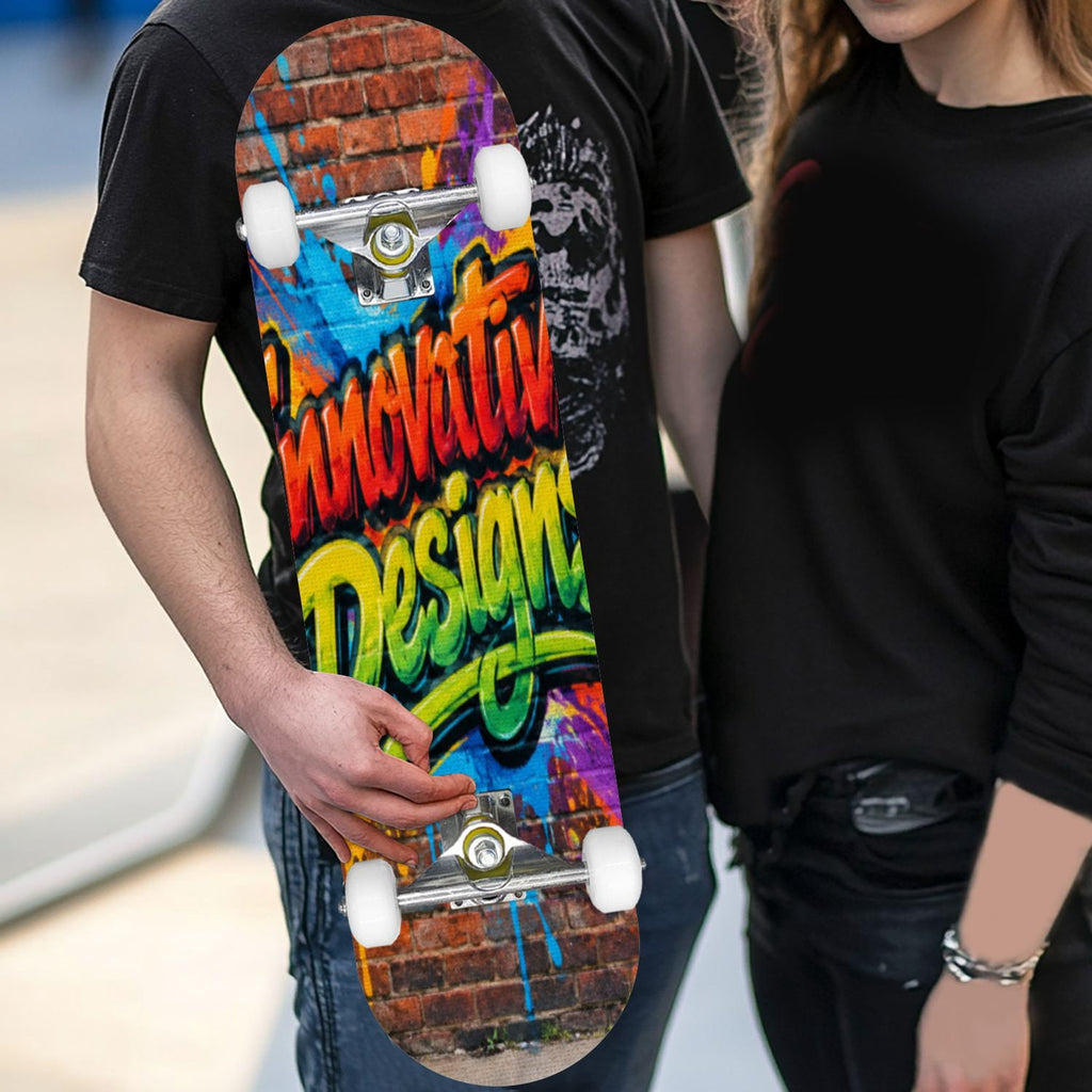 Complete Skateboard Vibrant Swirling Abstract 31 Inch 7-Ply Maple Skateboard with PU Wheels and Aluminum Trucks, Ready-to-Ride Skateboard for Beginners, Teens and Adults