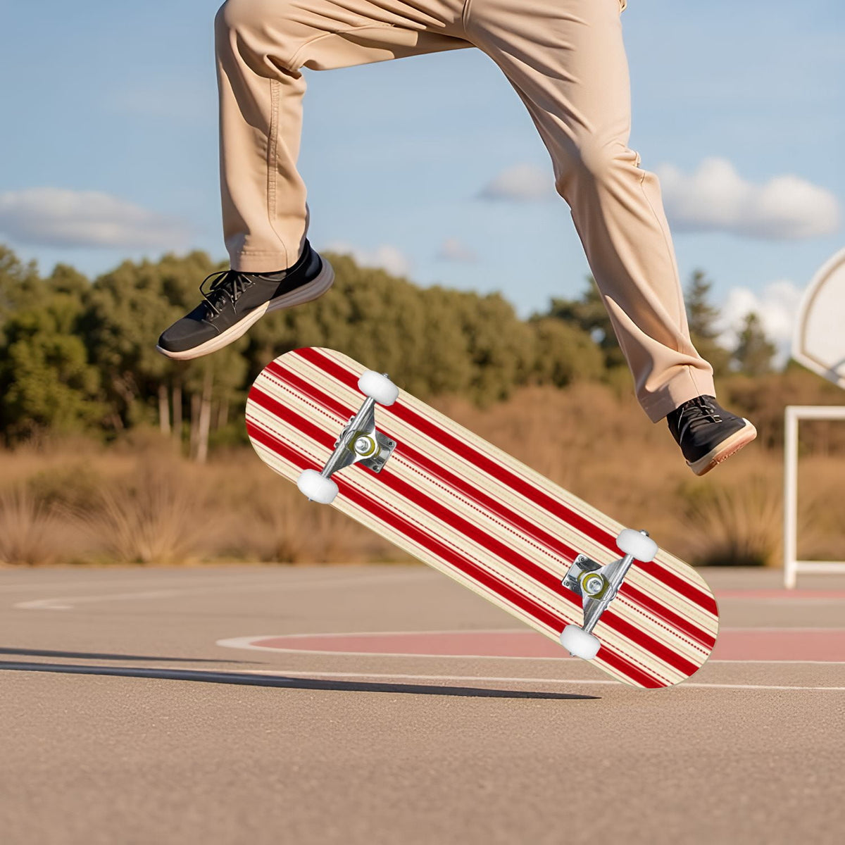 Vintage Floral Bird Sepia Tones 31" x 8" Complete Skateboard, 7-Ply Canadian Maple Double Kick Trick Board for Kids and Beginners Adult Gifts