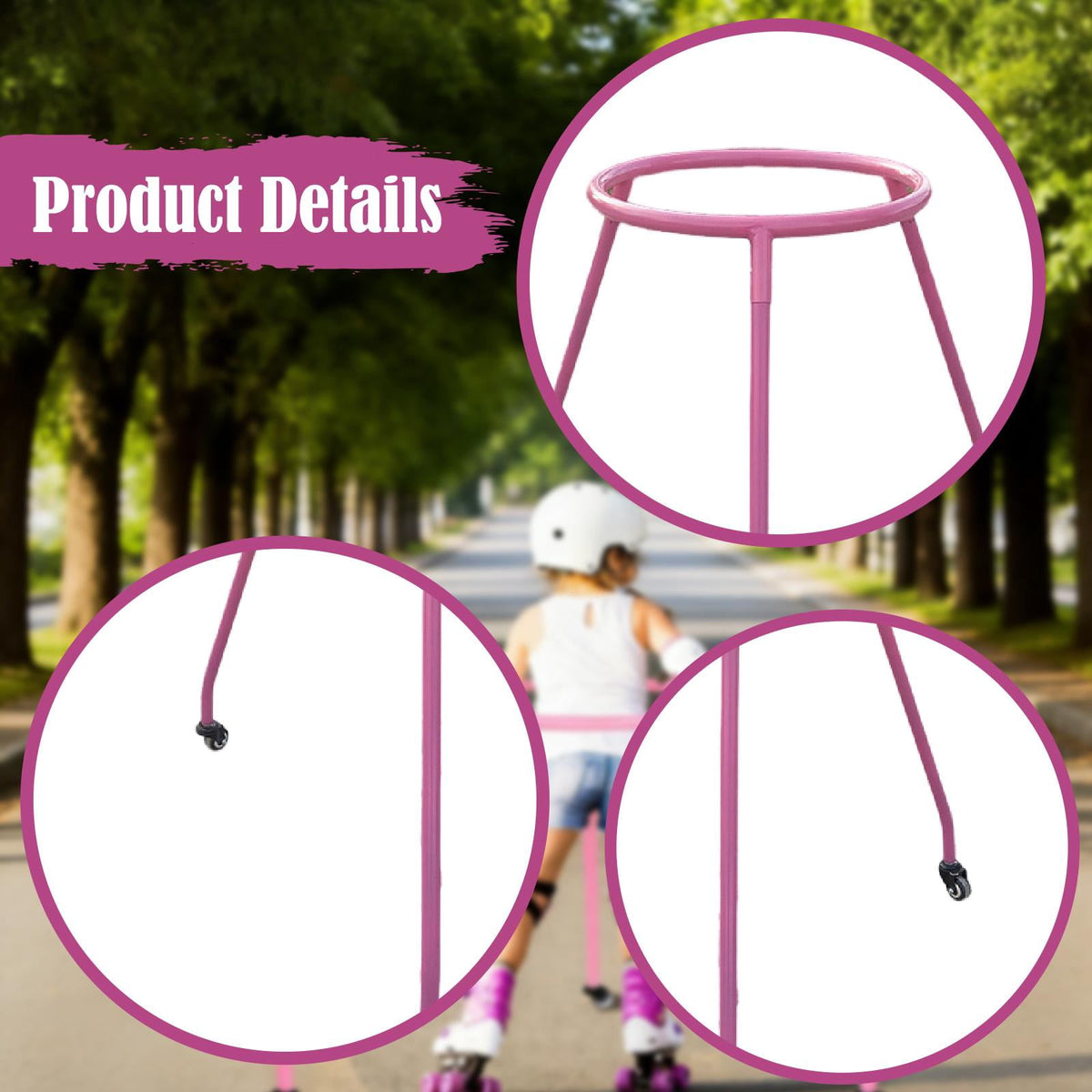 harayaa Adjustable Roller Skate Support for Children with A High-quality Steel Frame for Pink S