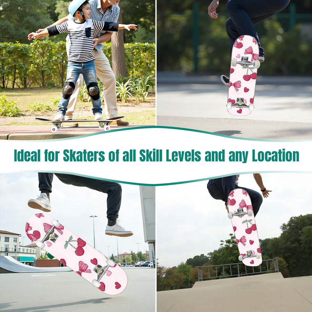 Western Cowboy Horses Desert Landscape 31" x 8" Complete Skateboard, 7-Ply Canadian Maple Double Kick Trick Board for Kids and Beginners Adult Gifts