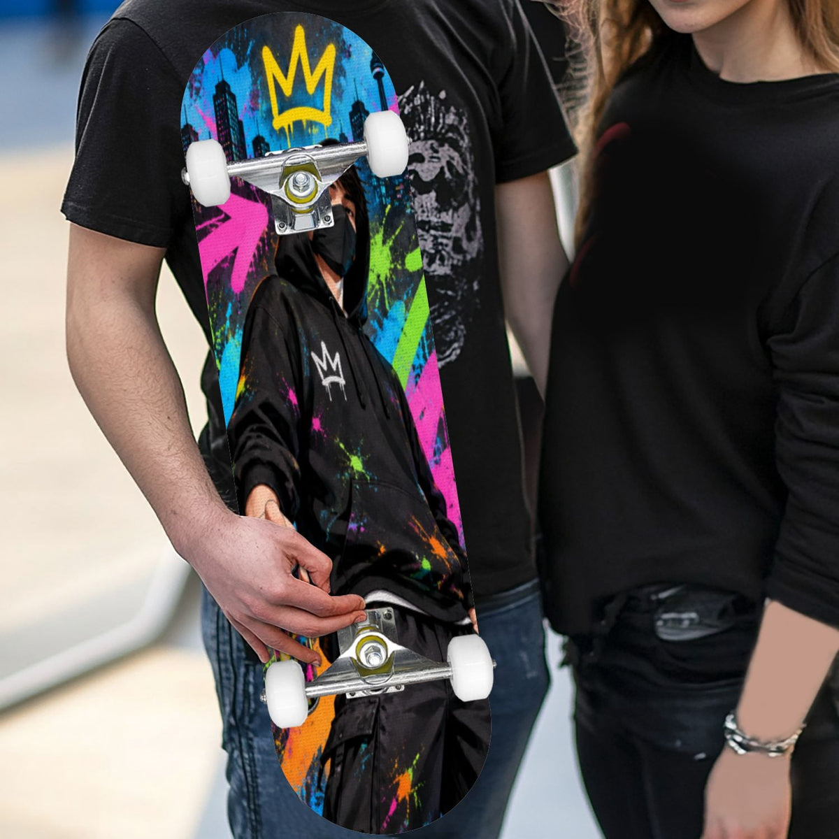 Complete Skateboard Vibrant Swirling Abstract 31 Inch 7-Ply Maple Skateboard with PU Wheels and Aluminum Trucks, Ready-to-Ride Skateboard for Beginners, Teens and Adults