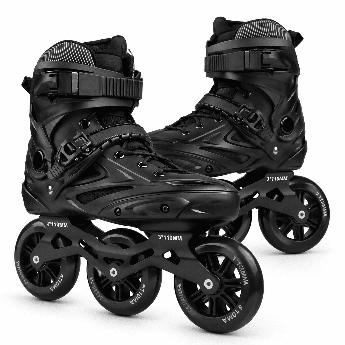 Black Men5.5-6/Women6.5-7/25cm 3-Wheel Inline Skates for Adult Fitness Speed Racing