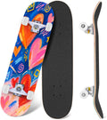 Complete Skateboard Colorful Hearts 31 Inch 7-Ply Maple Skateboard with PU Wheels and Aluminum Trucks, Ready-to-Ride Skateboard for Beginners, Teens and Adults