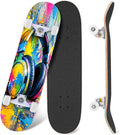 Complete Skateboard Colorful Splash Art Headphones 31 Inch 7-Ply Maple Skateboard with PU Wheels and Aluminum Trucks, Ready-to-Ride Skateboard for Beginners, Teens and Adults