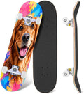 Complete Skateboard Golden Retriever Dog Portrait 31 Inch 7-Ply Maple Skateboard with PU Wheels and Aluminum Trucks, Ready-to-Ride Skateboard for Beginners, Teens and Adults