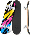 Complete Skateboard Vibrant Brush Stroke Art 31 Inch 7-Ply Maple Skateboard with PU Wheels and Aluminum Trucks, Ready-to-Ride Skateboard for Beginners, Teens and Adults