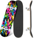 Complete Skateboard Vibrant Multicolored Abstract 31 Inch 7-Ply Maple Skateboard with PU Wheels and Aluminum Trucks, Ready-to-Ride Skateboard for Beginners, Teens and Adults