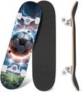 Dynamic Soccer Ball Explosion Energy Effects Stadium 31" x 8" Complete Skateboard, 7-Ply Canadian Maple Double Kick Trick Board for Kids and Beginners Adult Gifts