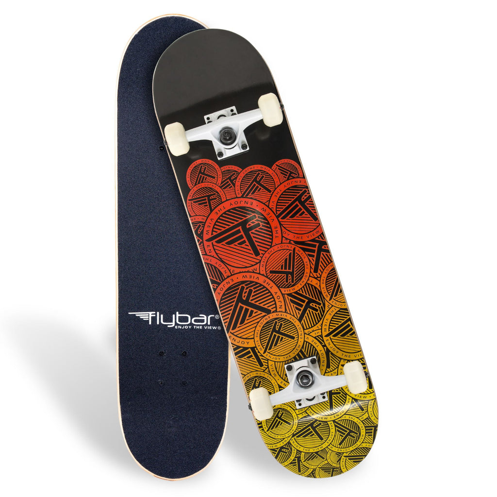 Flybar Skateboards for Beginners, Complete Standard 31 Inch Skateboard, Double Kick, 8" Deck, Lightweight, Stickers