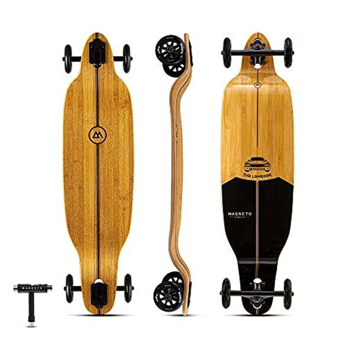 Magneto Drop-Through Longboard Skateboard - 8-Ply Maple Deck Adult Longboard - 100mm All-Terrain Wheels Off-Road Skateboard - Low-Rider Deck Cruiser Board Maneuverability - 40 in x 9.25 in, Wood