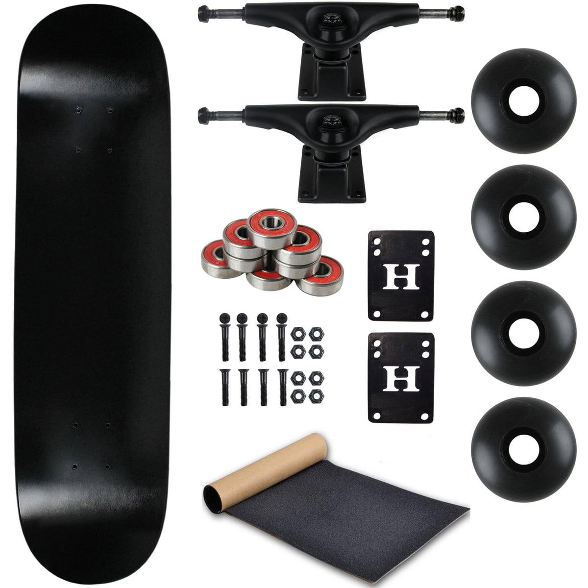Moose Complete Skateboard Dip Black 8.0" With Black Trucks and Black Wheels