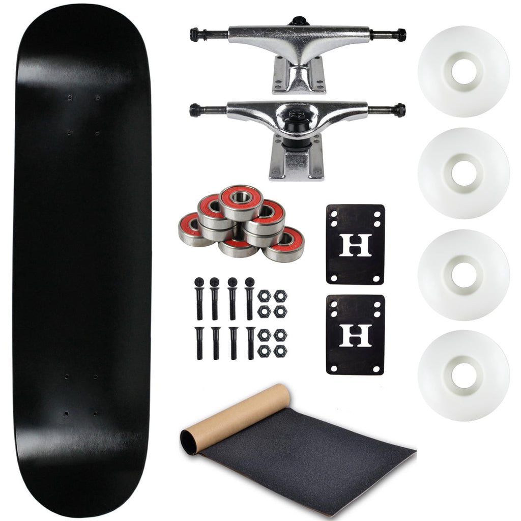 Moose Complete Skateboard Dip Black 8.0" With Silver Trucks and White Wheels