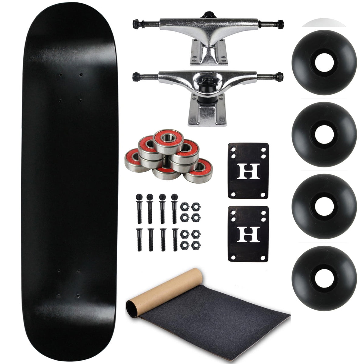 Moose Complete Skateboard Dip Black 8.25" With Silver Trucks and Black Wheels