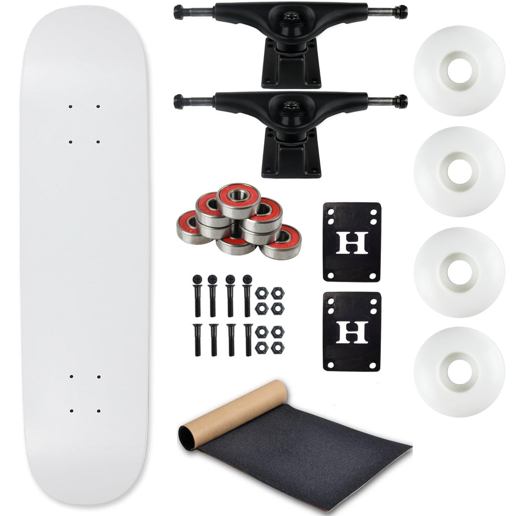 Moose Complete Skateboard Dip White 8.0" With Black Trucks and White Wheels