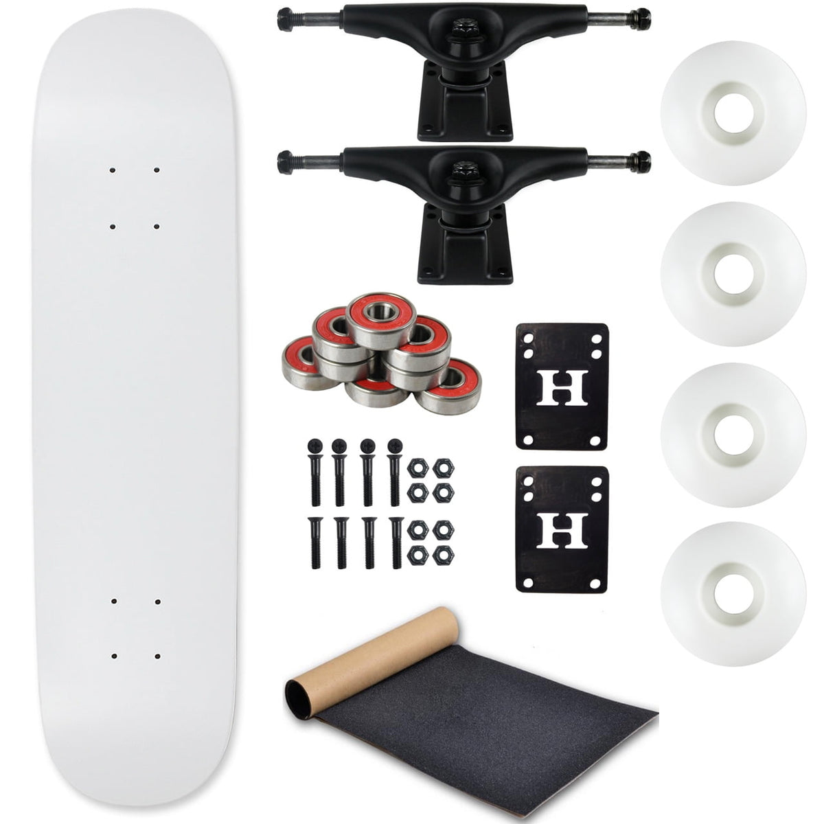 Moose Complete Skateboard Dip White 8.0" With Black Trucks and White Wheels