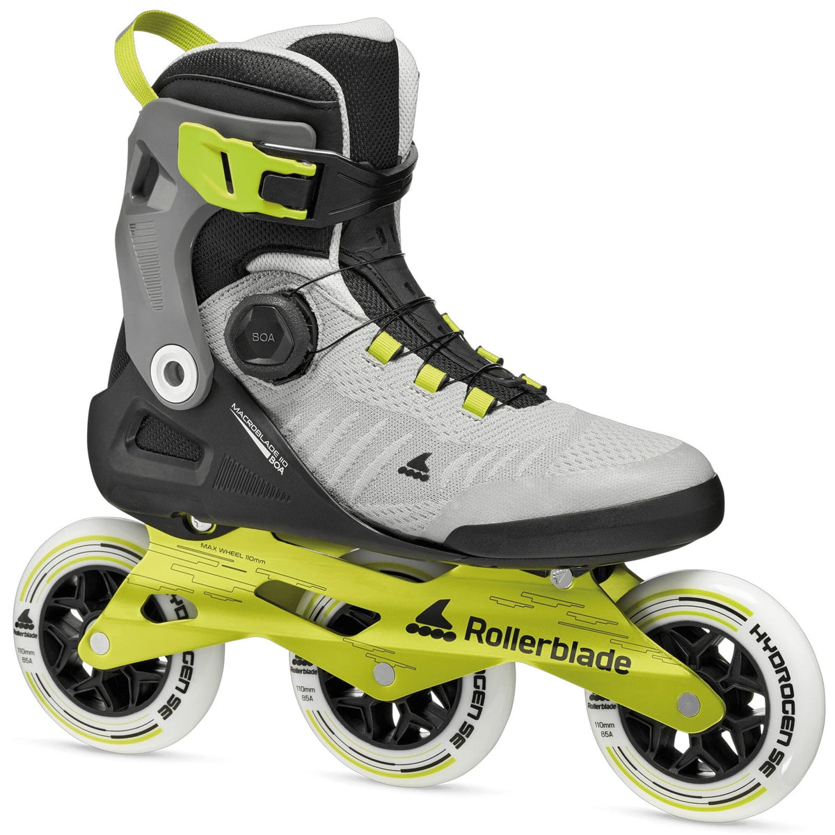 ROLLERBLADE Men's Macroblade 110 BOA Black/Gray/Lime Inline Skates, Size: 10/10.5