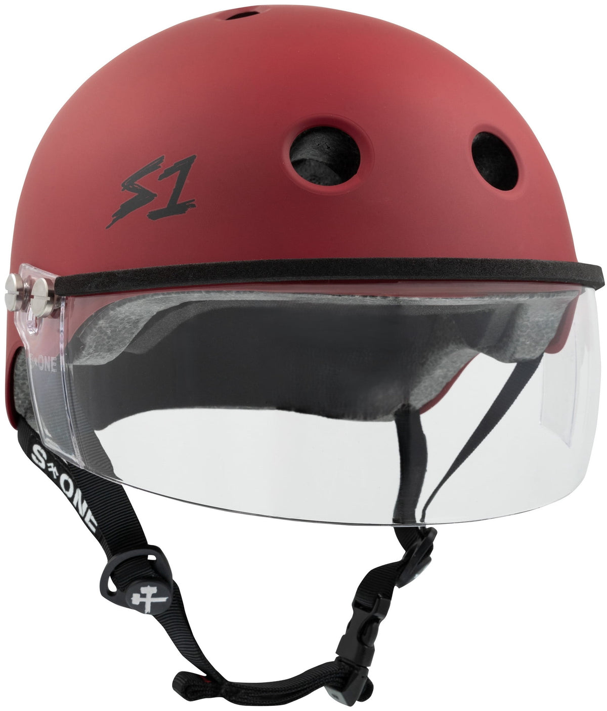 S1 Visor Lifer Helmet - Blood Red Matte w/ Clear Visor (Size X-Small (20.5"))