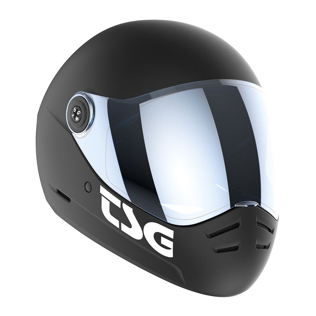 TSG Pass 2.0 Full Face Helmet w/Bonus Visor, Downhill Skateboarding, Satin Black