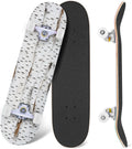 White Birch Tree Bark Natural Knots Horizontal Lines 31" x 8" Complete Skateboard, 7-Ply Canadian Maple Double Kick Trick Board for Kids and Beginners Adult Gifts