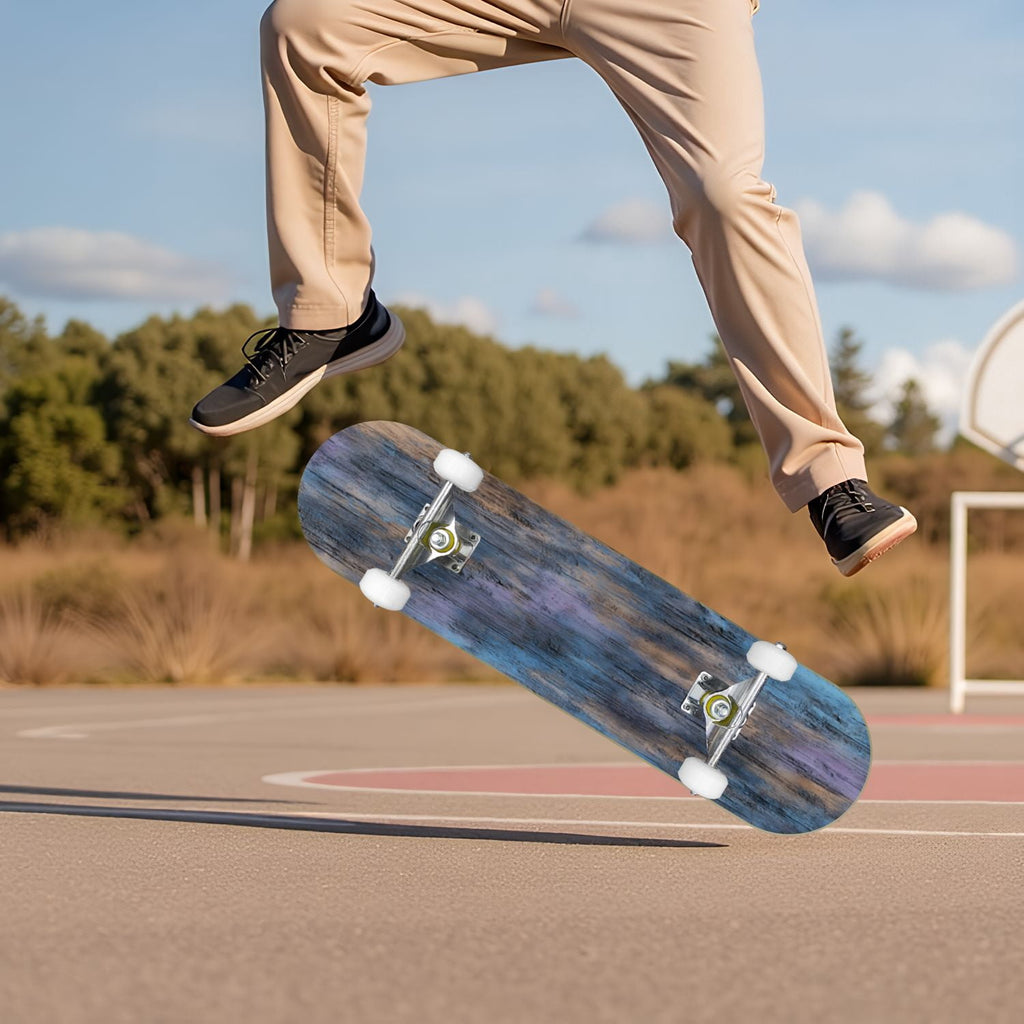 Vibrant Chrysanthemum Floral Bold Pink Purple Blooms 31" x 8" Complete Skateboard, 7-Ply Canadian Maple Double Kick Trick Board for Kids and Beginners Adult Gifts