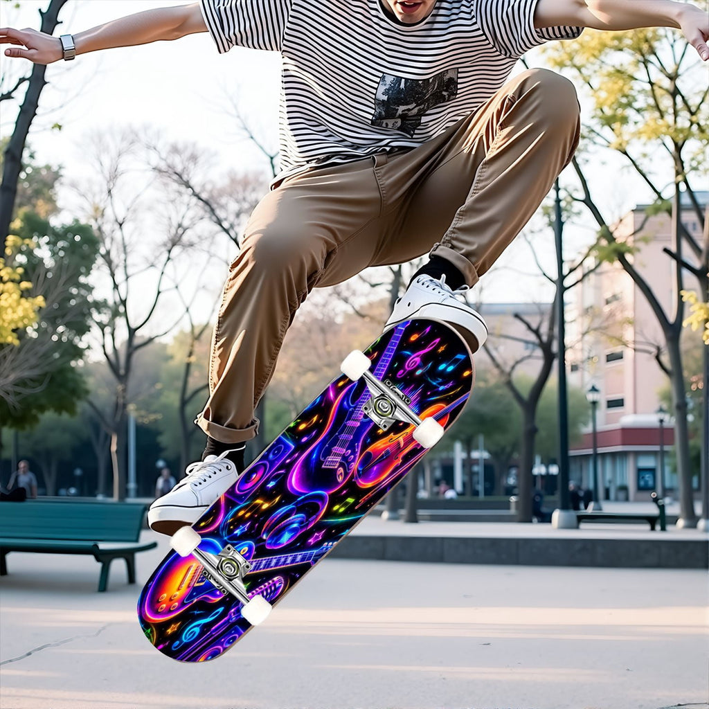 Complete Skateboard Vibrant Brush Stroke Art 31 Inch 7-Ply Maple Skateboard with PU Wheels and Aluminum Trucks, Ready-to-Ride Skateboard for Beginners, Teens and Adults