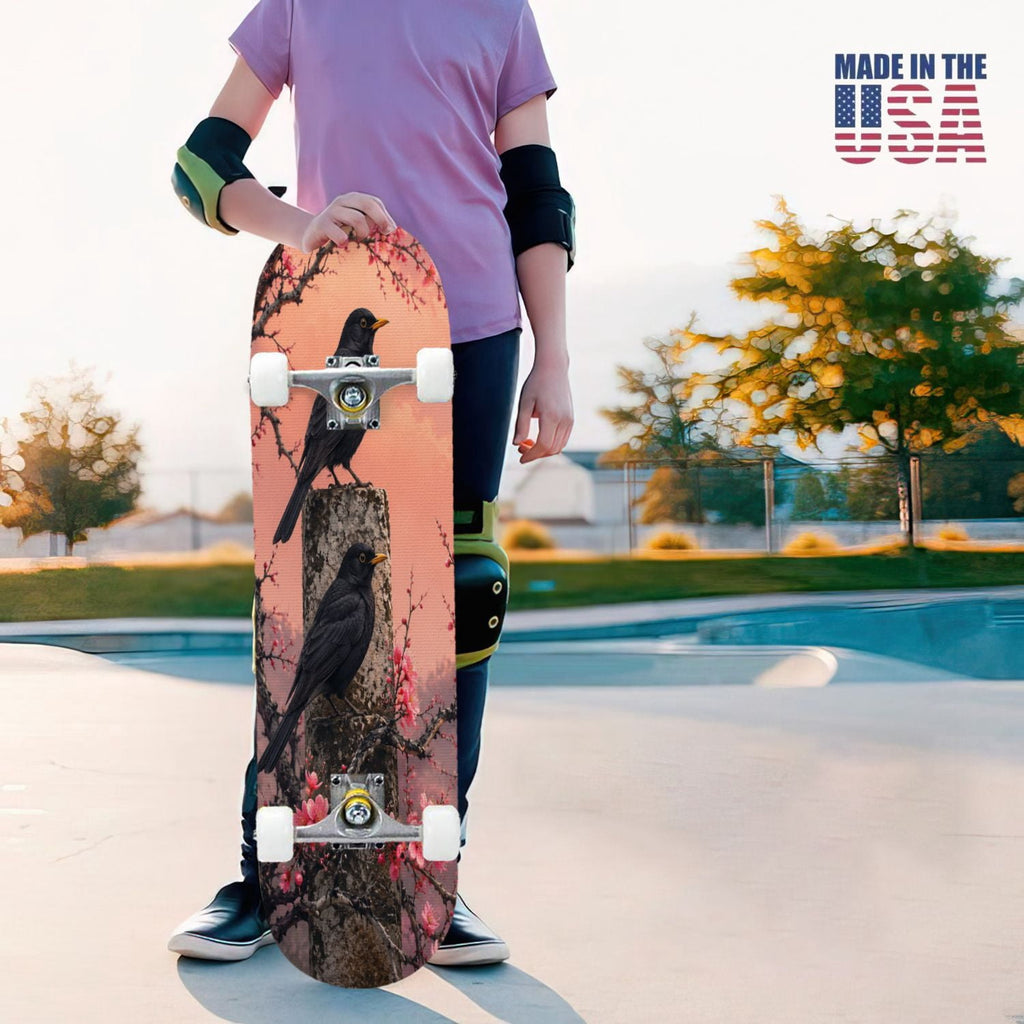 31"x8" Complete Skateboards for Beginners,Halloween Themed Pumpkins Witch Hats Spooky Double Kick 7 Ply Canadian Maple Deck Skateboard with Wheels, Gifts for Kids Teens