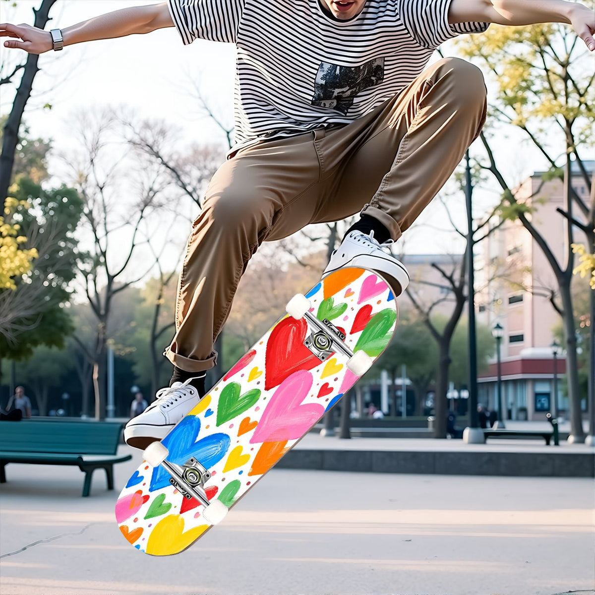 Complete Skateboard Colorful Splash Art Headphones 31 Inch 7-Ply Maple Skateboard with PU Wheels and Aluminum Trucks, Ready-to-Ride Skateboard for Beginners, Teens and Adults
