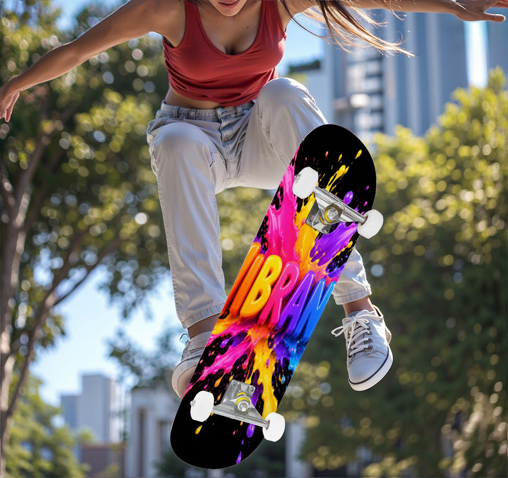 Complete Skateboard Vibrant Swirling Abstract 31 Inch 7-Ply Maple Skateboard with PU Wheels and Aluminum Trucks, Ready-to-Ride Skateboard for Beginners, Teens and Adults