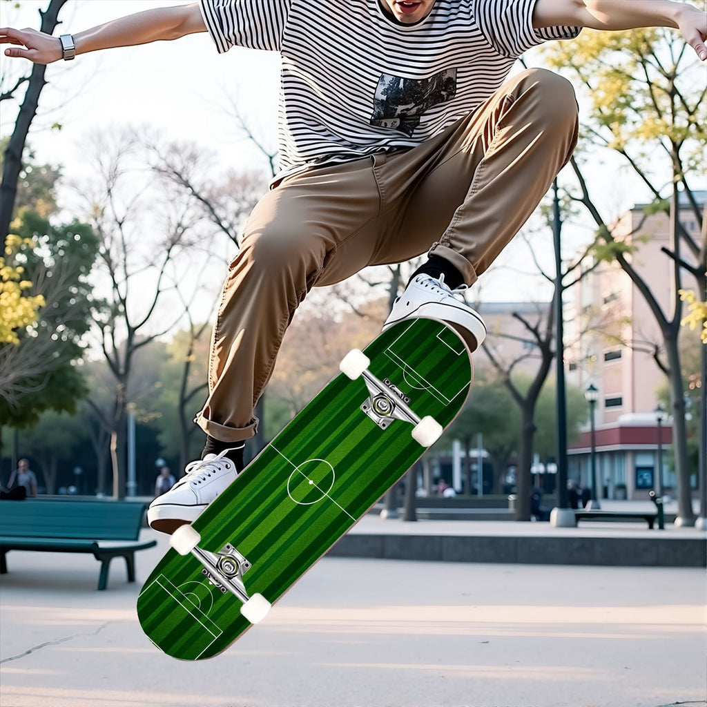 31"x8" Complete Skateboards for Beginners,baseball stadium giant baseballs sunset sky Double Kick 7 Ply Canadian Maple Deck Skateboard with Wheels, Gifts for Kids Teens