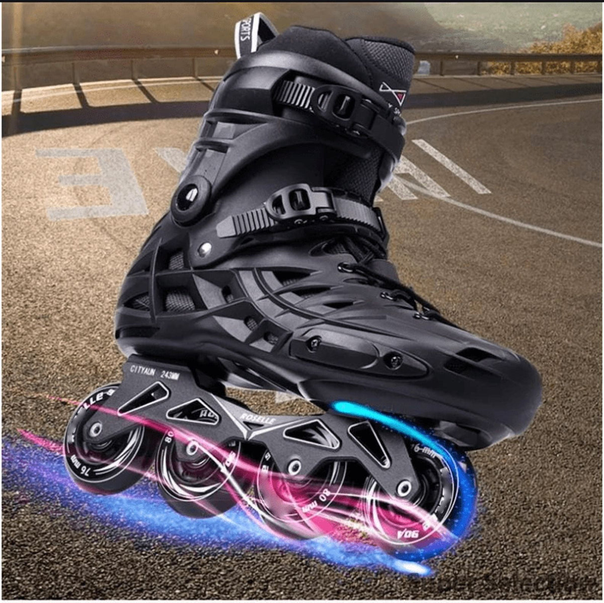 Adult Inline Skates 4-Wheel For Men & Women, Fitness Recreational Roller Skates With PU Wheels & ABEC-5 Bearings, Lace-Up Support, EU 35-46, For Beginners & Intermediate