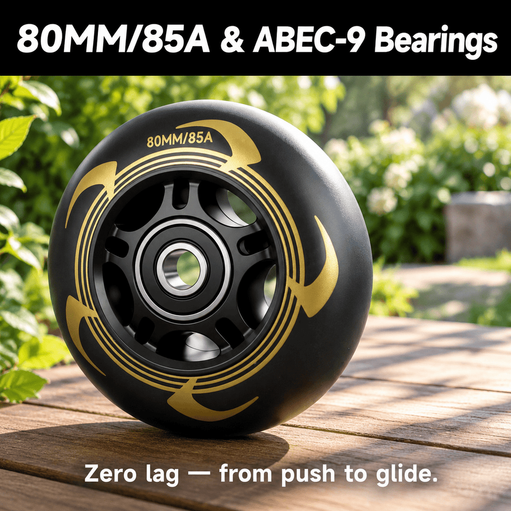 Men's Inline Skates For Urban Freeride Skating - Abec-9 Bearings High-impact Pp Shell Ankle Support All-weather Buckle