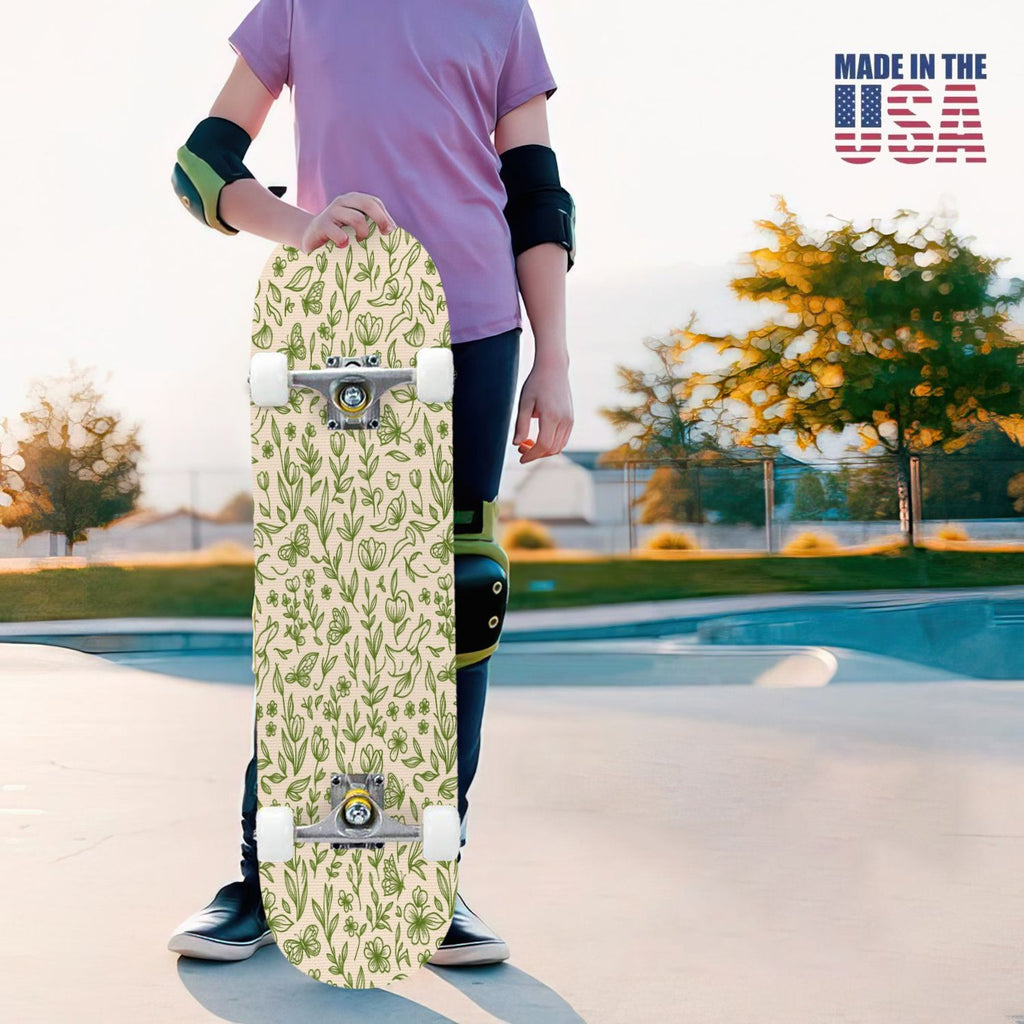 31"x8" Complete Skateboards for Beginners, Abstract Black Hexagon Honeycomb Glowing Blue Neon Geometric Double Kick 7 Ply Canadian Maple Deck Skateboard with Wheels, Gifts for Kids Teens