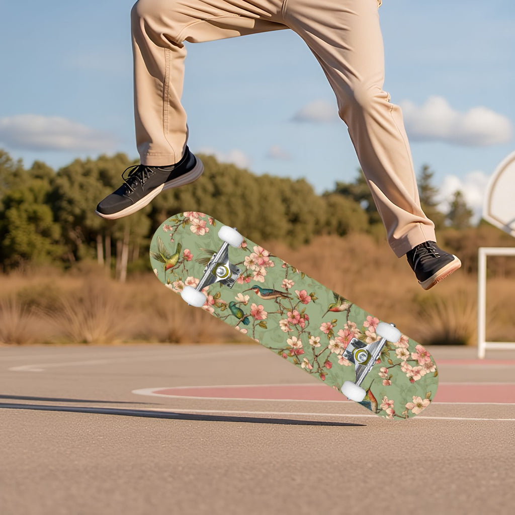 Vintage Movie Theater Classic Cinema 31" x 8" Complete Skateboard, 7-Ply Canadian Maple Double Kick Trick Board for Kids and Beginners Adult Gifts