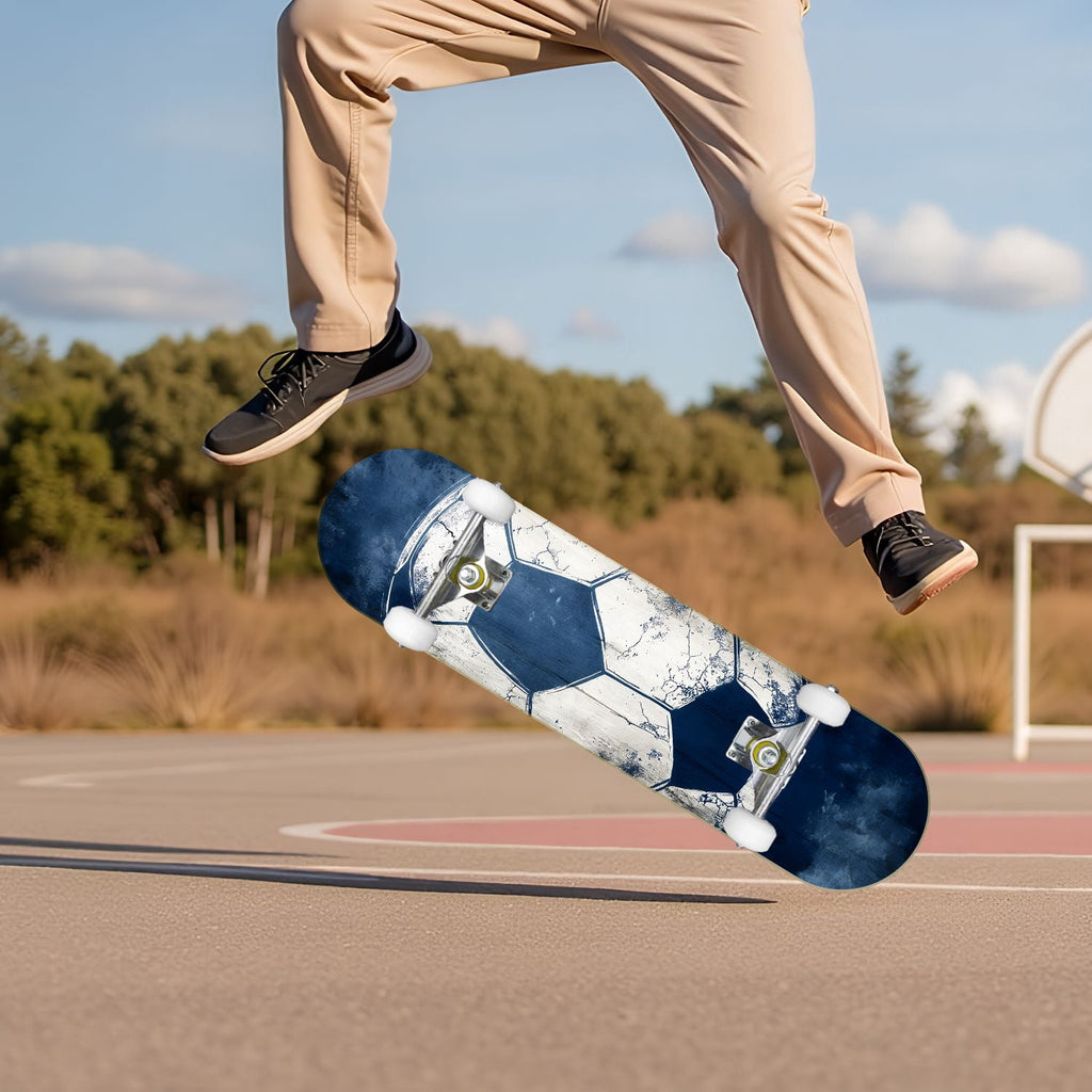Dynamic Soccer Ball Explosion Energy Effects Stadium 31" x 8" Complete Skateboard, 7-Ply Canadian Maple Double Kick Trick Board for Kids and Beginners Adult Gifts