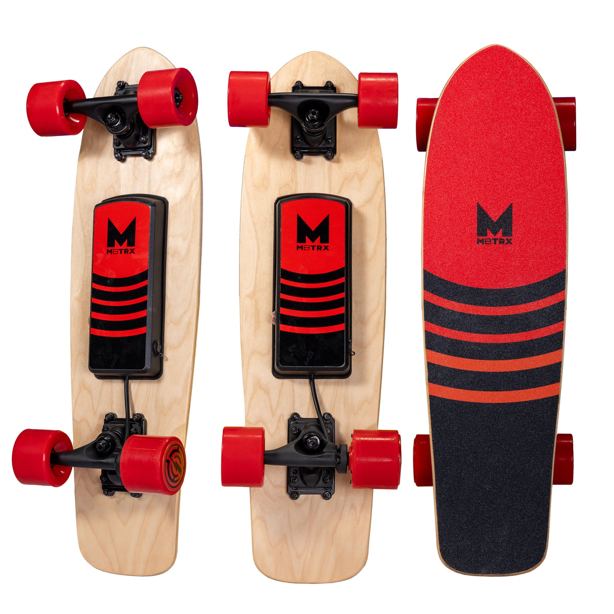 Open Box M8TRX EB100 Electric Skateboard, Gravity Sensor Riding, 300 Watt, 28" Deck, 10 MPH, Red