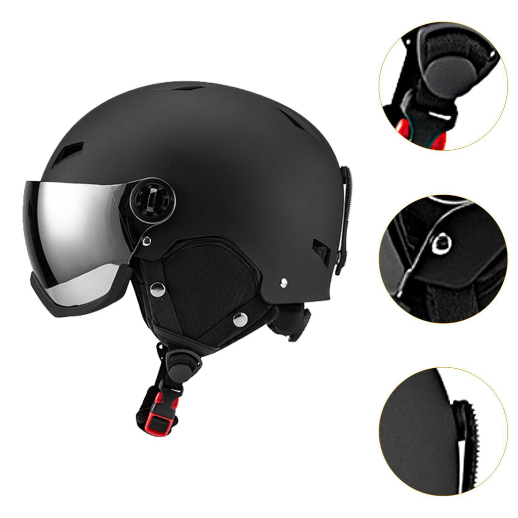 figatia Snowboard Helmet Ski Helmet with Goggles Headgear with Ski Goggles Ear Cover Warm Shockproof Windproof Snow Helmet Ski Helmet L Dark Grey
