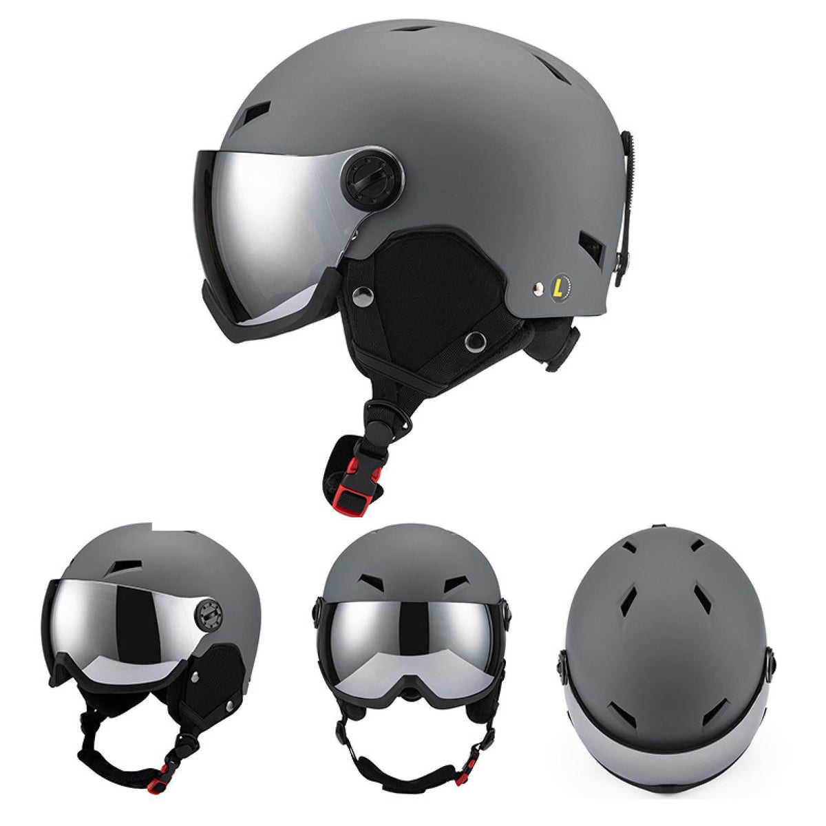 figatia Snowboard Helmet Ski Helmet with Goggles Headgear with Ski Goggles Ear Cover Warm Shockproof Windproof Snow Helmet Ski Helmet L Dark Grey