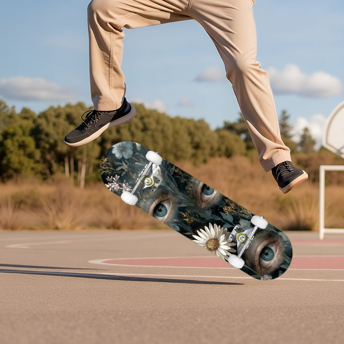 Buffalo Tan Grass Illustrations 31" x 8" Complete Skateboard, 7-Ply Canadian Maple Double Kick Trick Board for Kids and Beginners Adult Gifts
