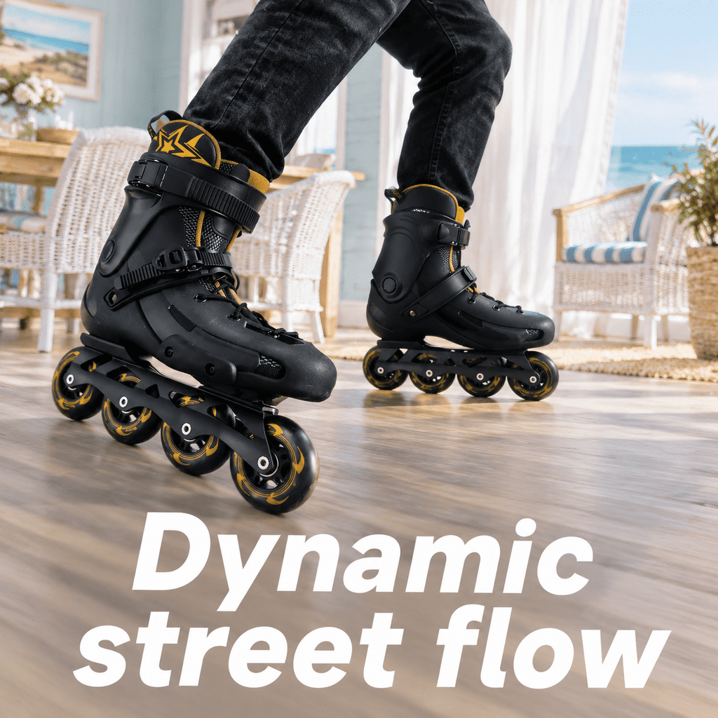 Men's Inline Skates For Urban Freeride Skating - Abec-9 Bearings High-impact Pp Shell Ankle Support All-weather Buckle