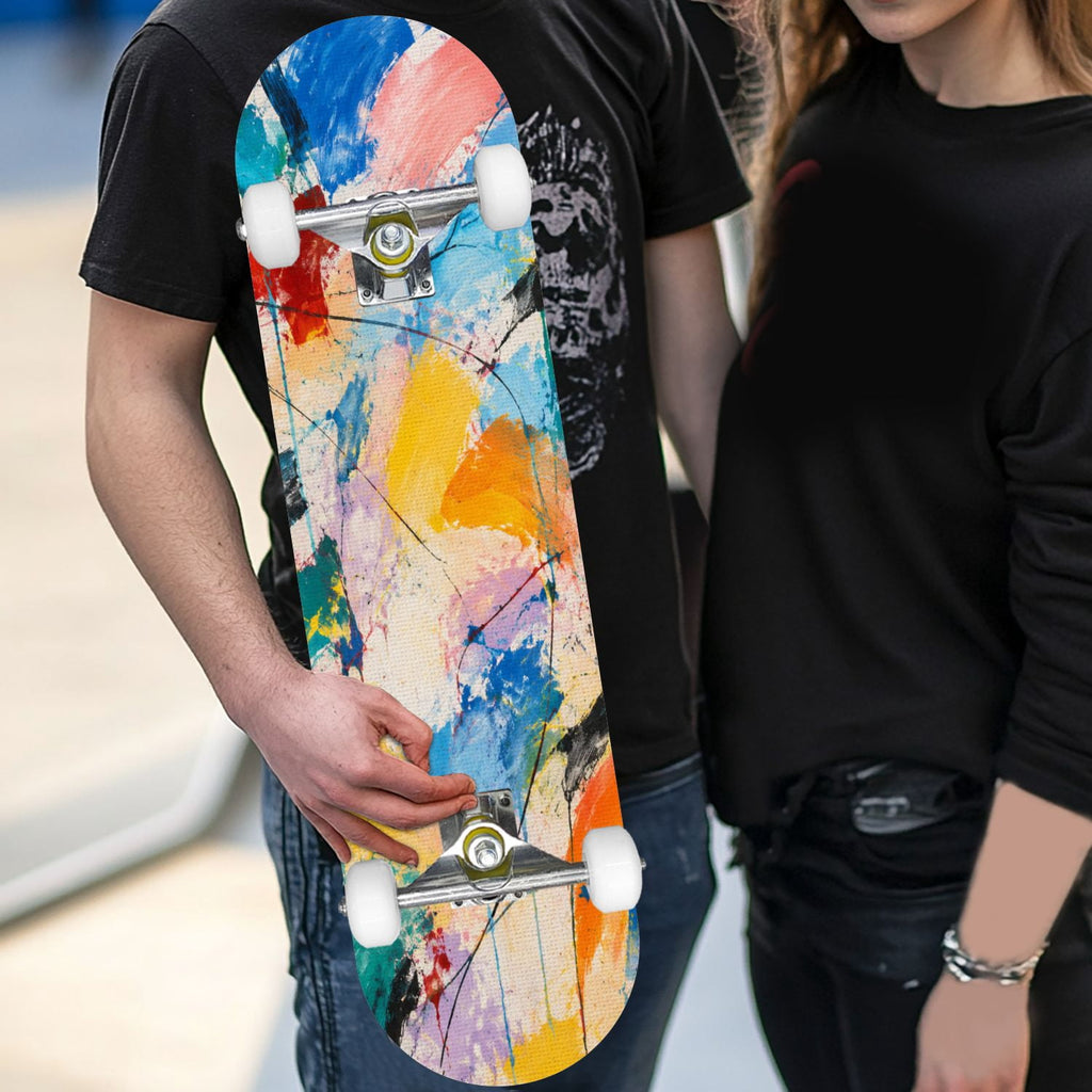 Complete Skateboard Colorful Splash Art Headphones 31 Inch 7-Ply Maple Skateboard with PU Wheels and Aluminum Trucks, Ready-to-Ride Skateboard for Beginners, Teens and Adults