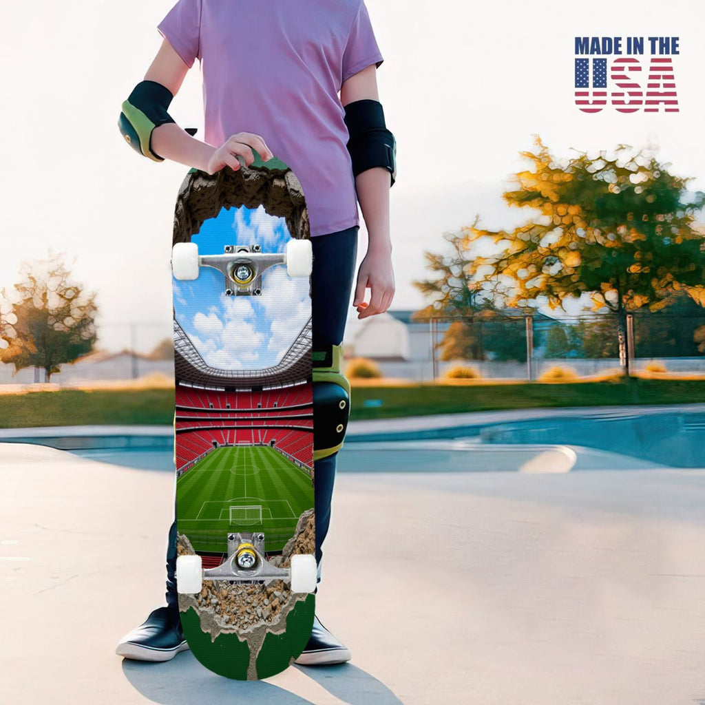 31"x8" Complete Skateboards for Beginners, Pink Bow Heart Vertical Stripes Romantic Double Kick 7 Ply Canadian Maple Deck Skateboard with Wheels, Gifts for Kids Teens