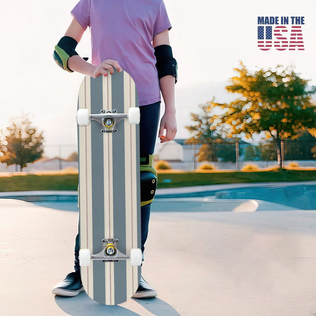 31"x8" Complete Skateboards for Beginners,Pastel Pink Vertical Stripe Minimalist Soft Design Double Kick 7 Ply Canadian Maple Deck Skateboard with Wheels, Gifts for Kids Teens