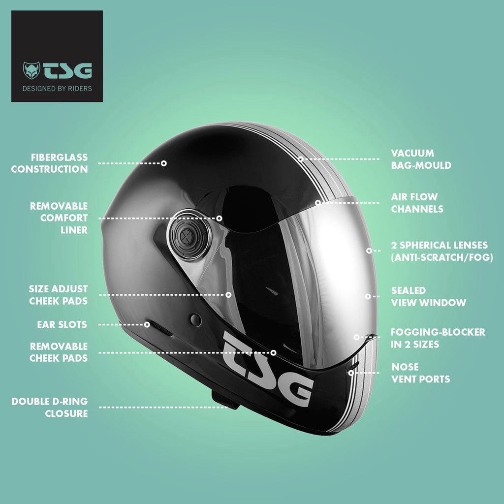 TSG Pass Pro Full Face Helmet w/Two Visors, Downhill Skateboarding Multi-color