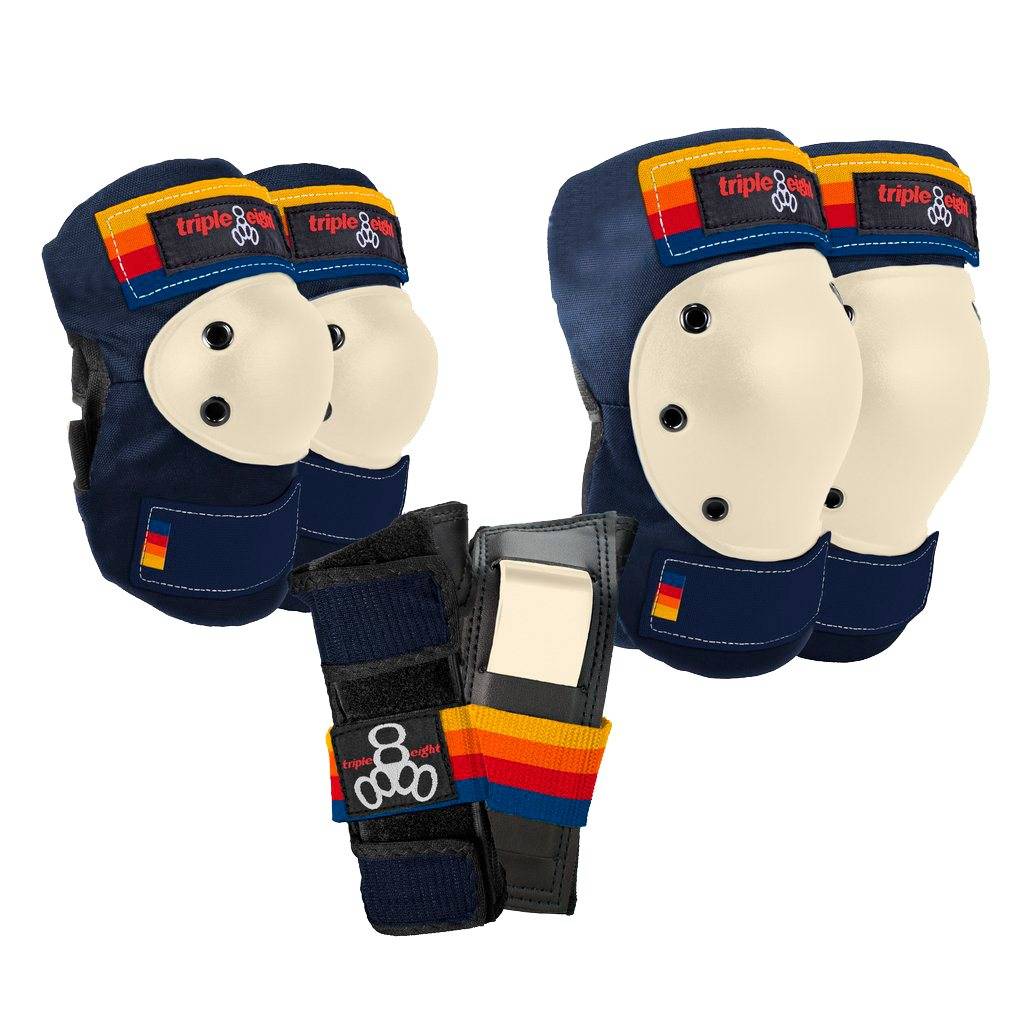 Triple Eight Roller Skating Combo Set - Pads & Helmet (Pacific Beach) (Helmet Size XS/S, Pads Size JR)