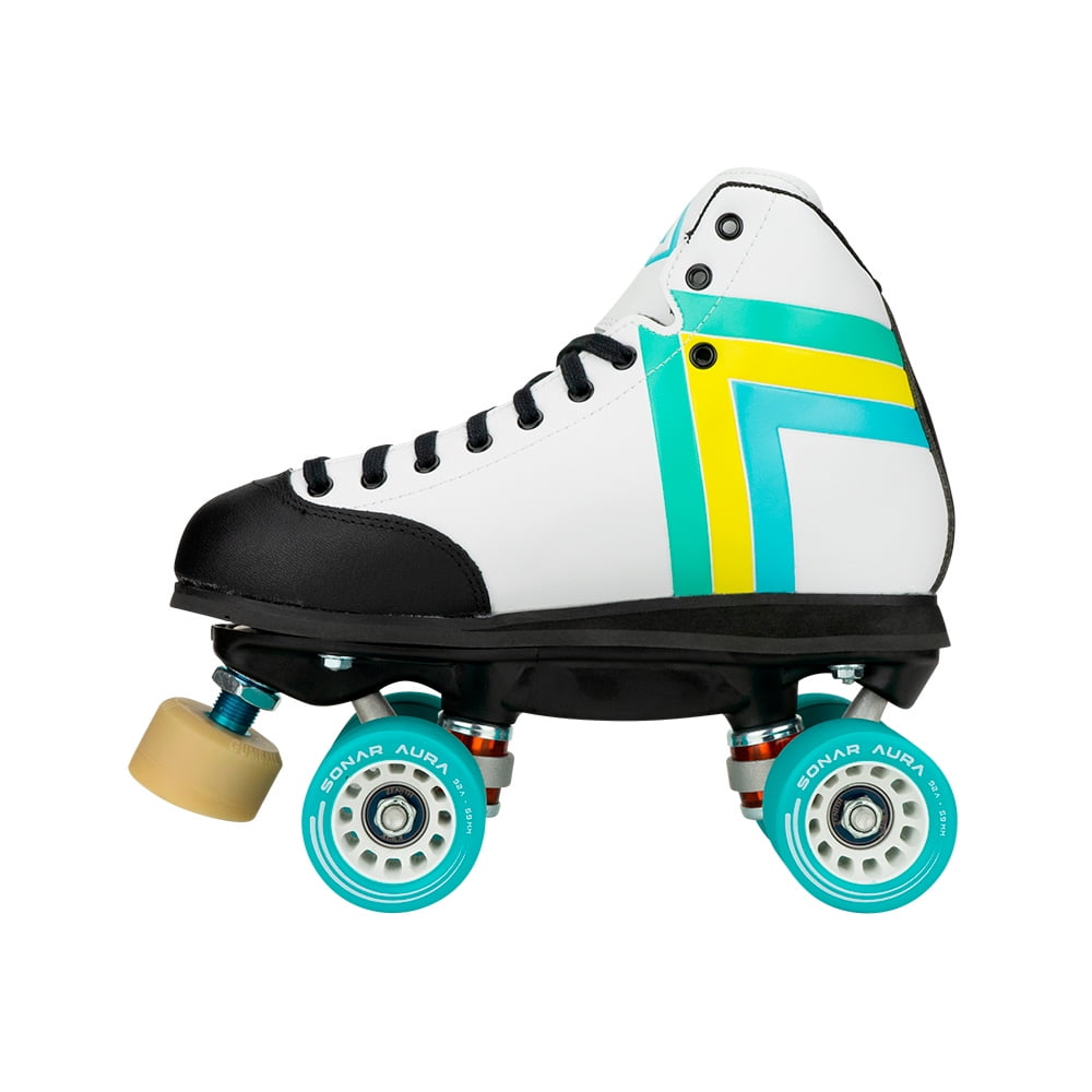 Riedell Quad Roller Skates - Antik Skyhawk Indoor Skate Set (Size 4, Black, Wheels Blue (92A))