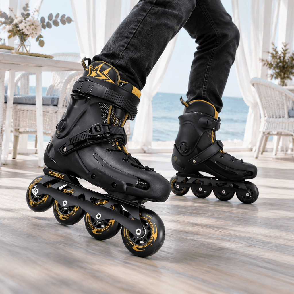 Men's Inline Skates For Urban Freeride Skating - Abec-9 Bearings High-impact Pp Shell Ankle Support All-weather Buckle